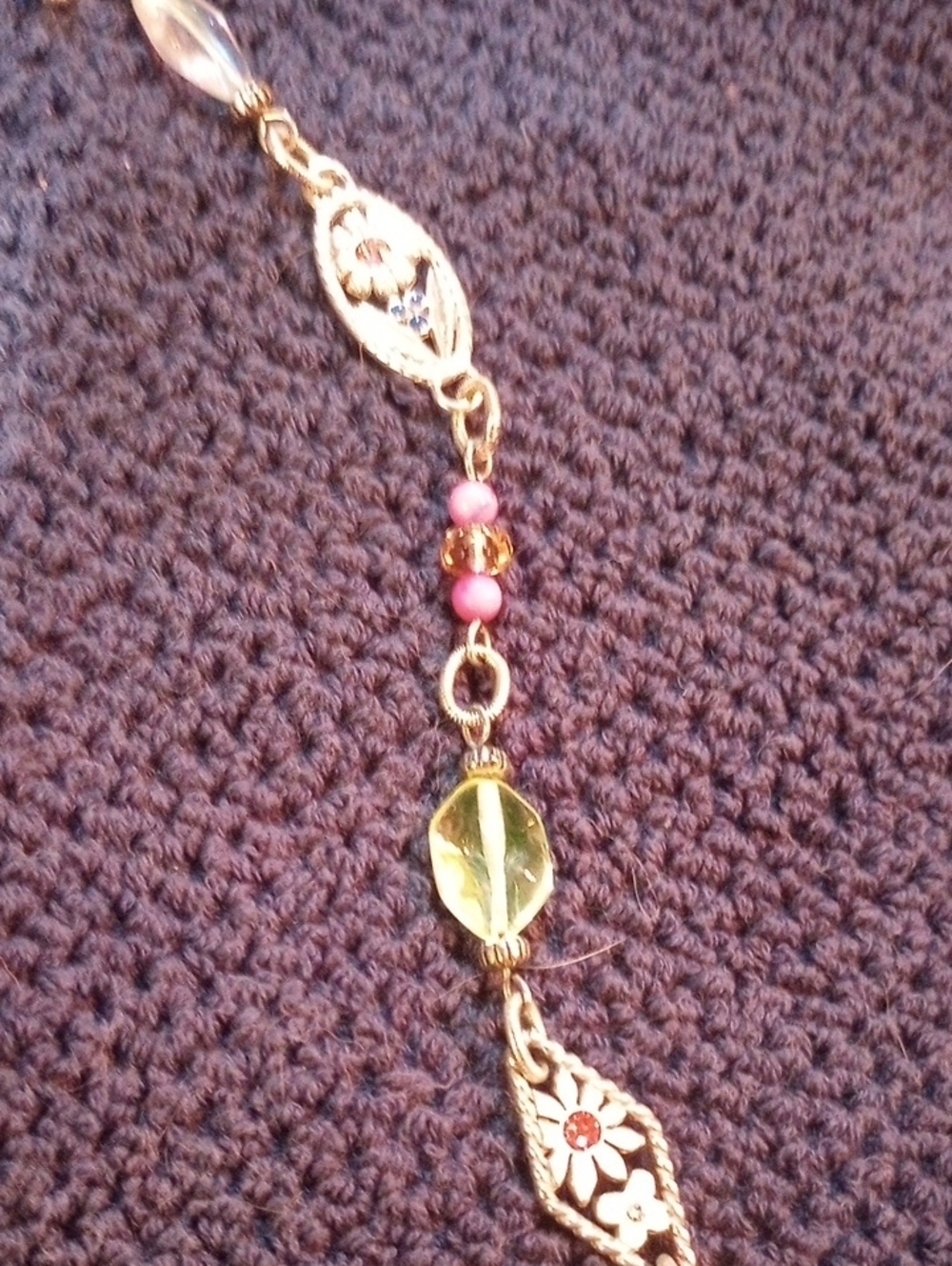 Brighton Silver-Tone Multicolor Bead Station Necklace - Blue Green Pink Yellow - Picture 5 of 8